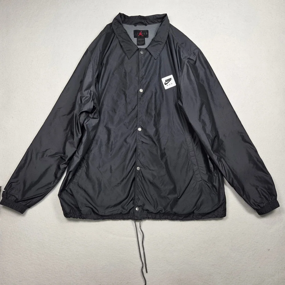 Jordan Coaches Jacket Mens XXL Black Air Jordan Jumpman Snap Windbreaker Vtg‎